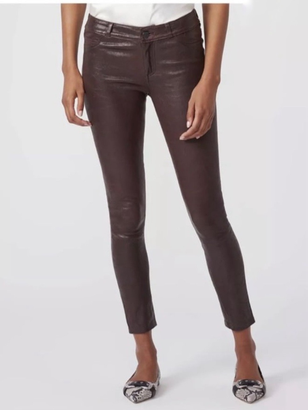 NWOT Paige Hoxton Skinny Leather Pants in Black Cherry sz 28 - Picture 2 of 12